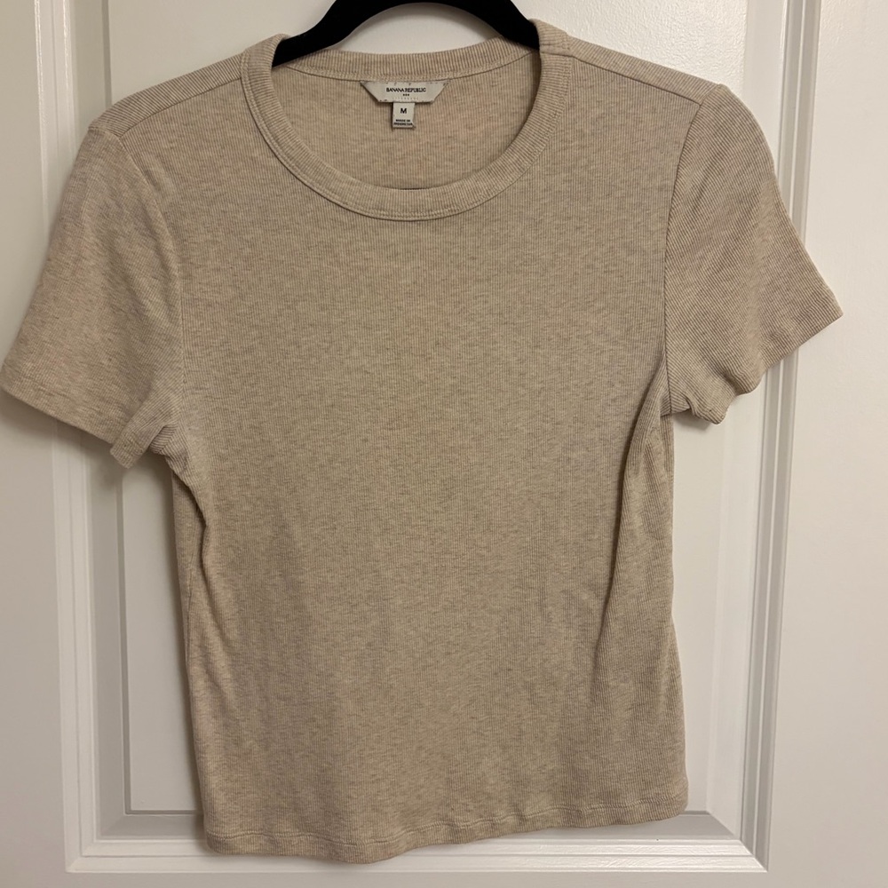 Banana Republic Short Sleeve Crew Tee in Light Beige